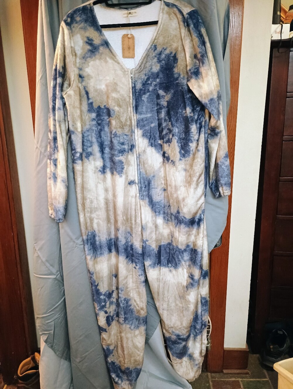 NWT Natural Life Tie-Dye Fleece One-Piece Lounge Jumpsuit XL